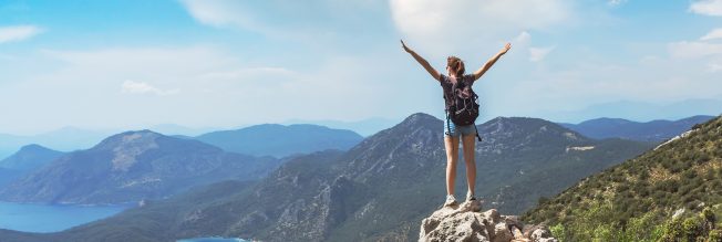 Women standing in the mountain top